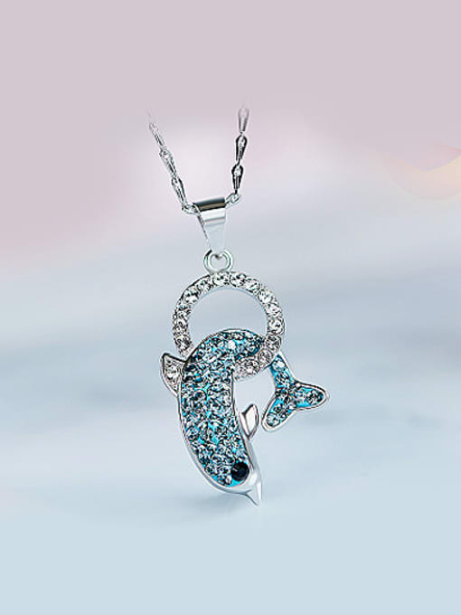 CEIDAI S925 Silver Dolphin Shaped Necklace 0