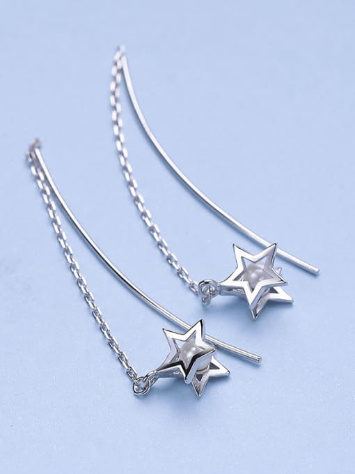 White Star Shaped Freshwater Pearl Line Earrings