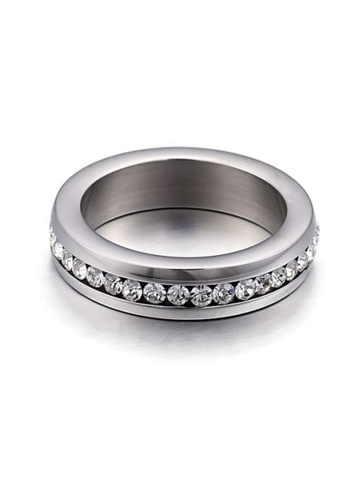 KAKALEN Stainless Steel With Cubic Zirconia Trendy Round Band Rings 1