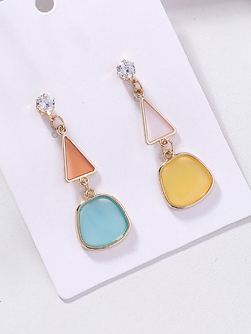 Girlhood Alloy With Rose Gold Plated Simplistic Geometric Drop Earrings 2