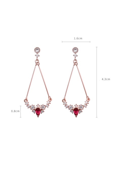 A Red Alloy With Rose Gold Plated Simplistic Water Drop Drop Earrings