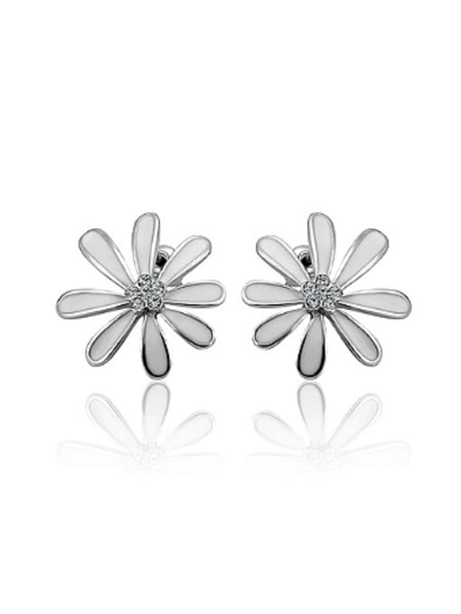 OUXI Fashion Zircon Flowery Stud Earrings 3