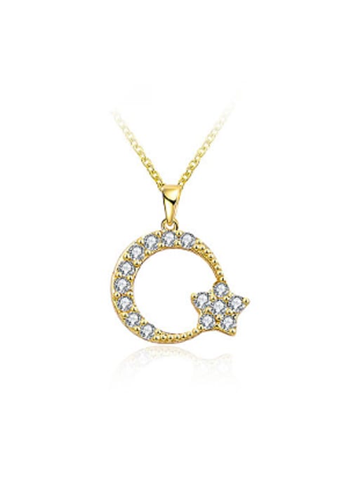 Ronaldo Exquisite Gold Plated Moon Star Rhinestones Necklace 0