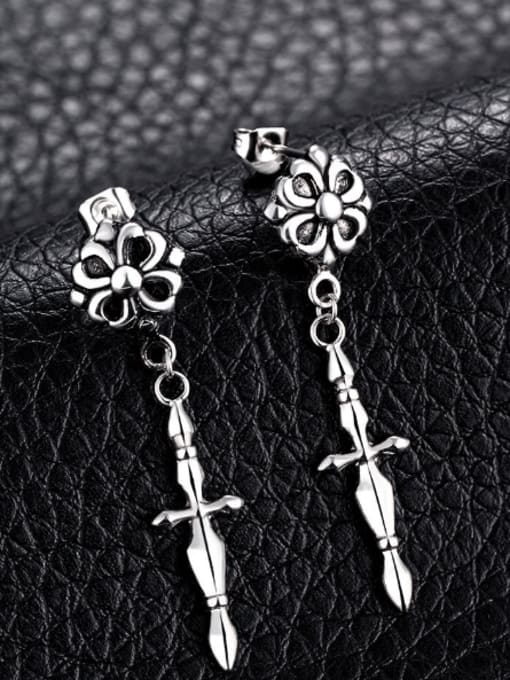 OUXI Personalized Cross Flower Drop Earrings 2