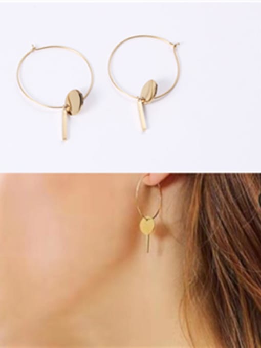 GROSE Titanium With Gold Plated Simplistic Round  Pendant  Hoop Earrings 0
