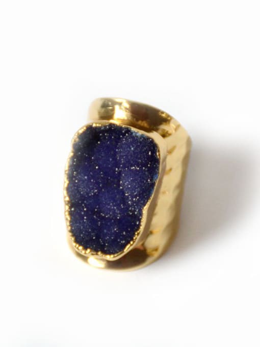Purple Personalized Natural Crystal Gold Plated Opening Ring