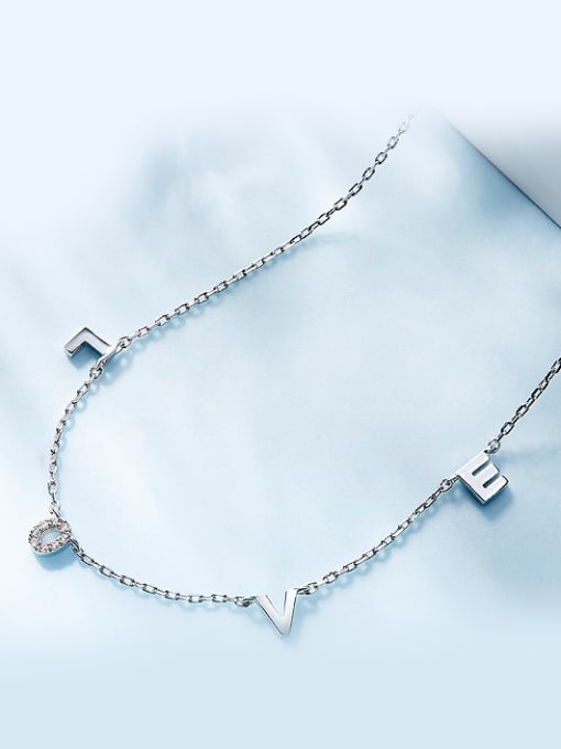 CEIDAI Simple LOVE Tiny Zirconias 925 Silver Necklace