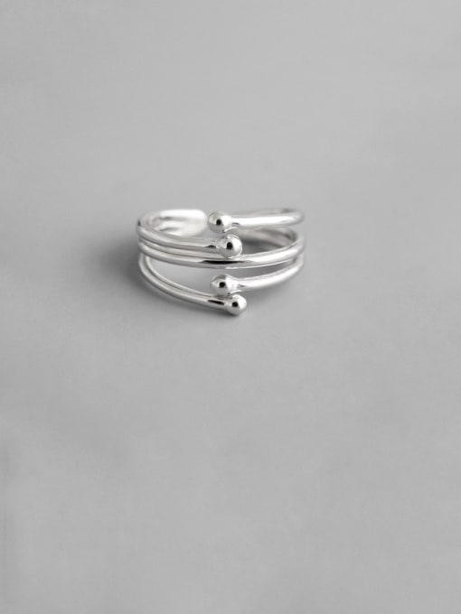 DAKA 925 Sterling Silver With Platinum Plated Simplistic Irregular Free Size Rings 0