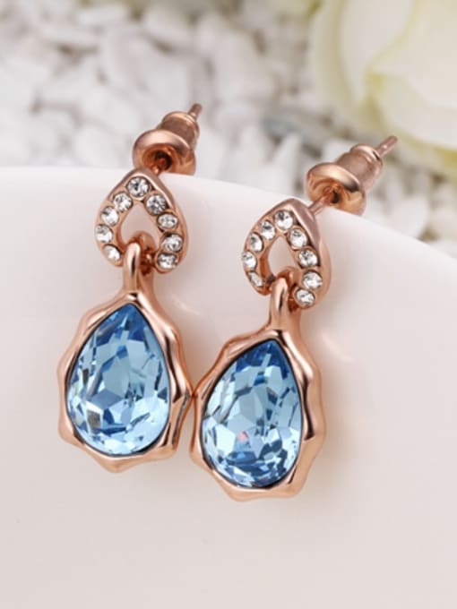 OUXI Fashion Crystal Water Drop Stud Earrings 1