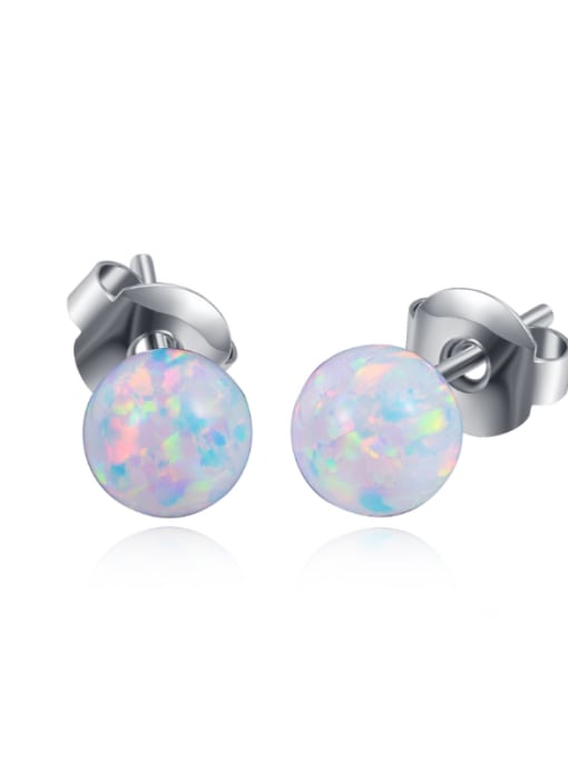 UNIENO Small Balls-shape Fashion Opal Stud Earrings 0
