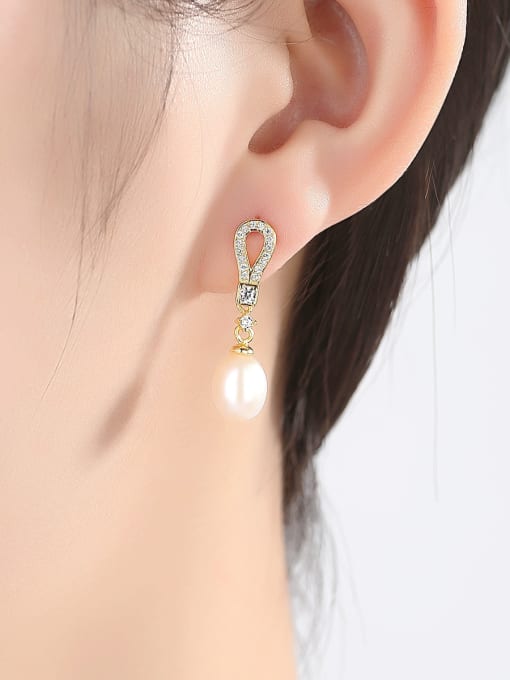 CCUI 925 Sterling Silver With Gold Plated Simplistic Irregular Drop Earrings 3