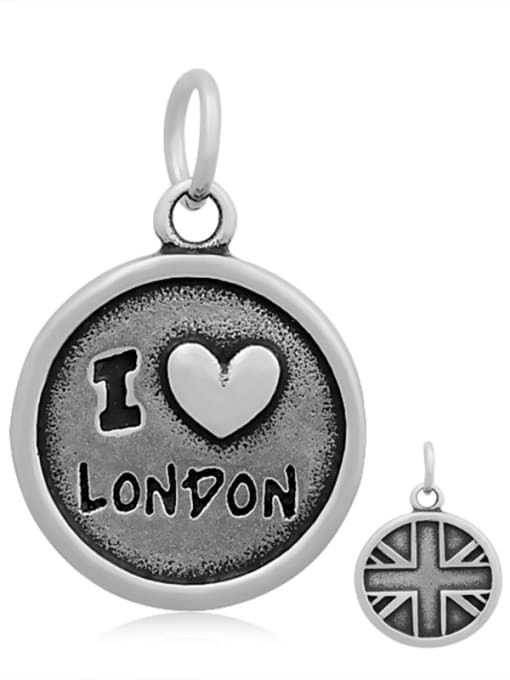 london Stainless Steel With Antique Silver Plated Vintage Round Charms