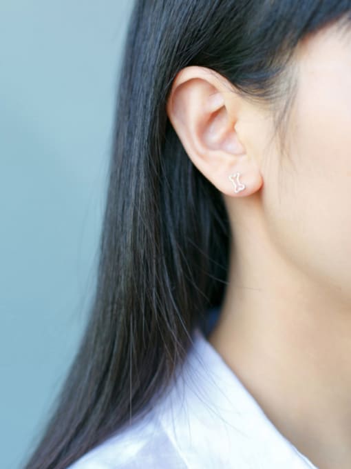 Rosh S925 Silver Cute Hollowed- Out Bone Studs stud Earring 2