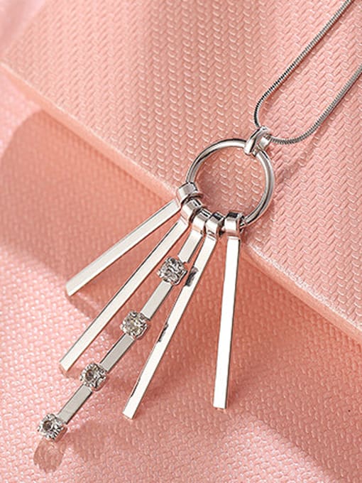 XP Copper Alloy White Gold Plated Korean style Artificial Gemstones Tassel Necklace 1