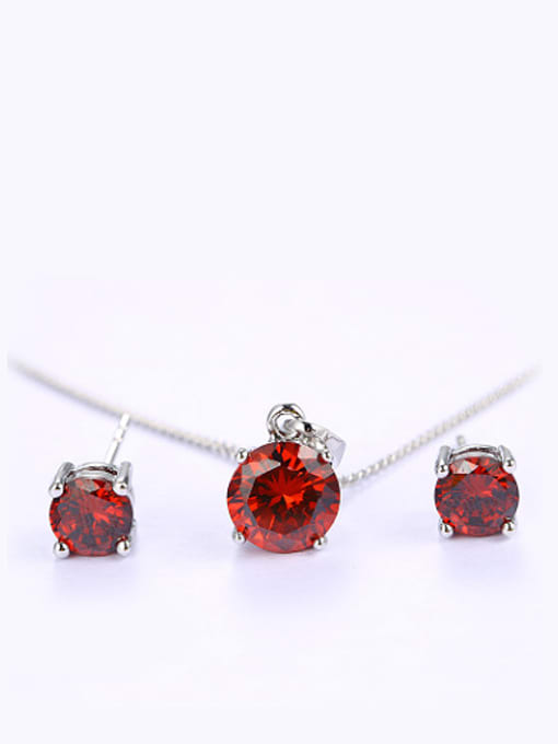 XP Copper Alloy White Gold Plated Simple style Two Pieces Zircon Jewelry Set