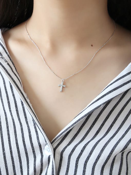 DAKA 925 Sterling Silver With 18k Gold Plated Delicate Cross Necklaces 3
