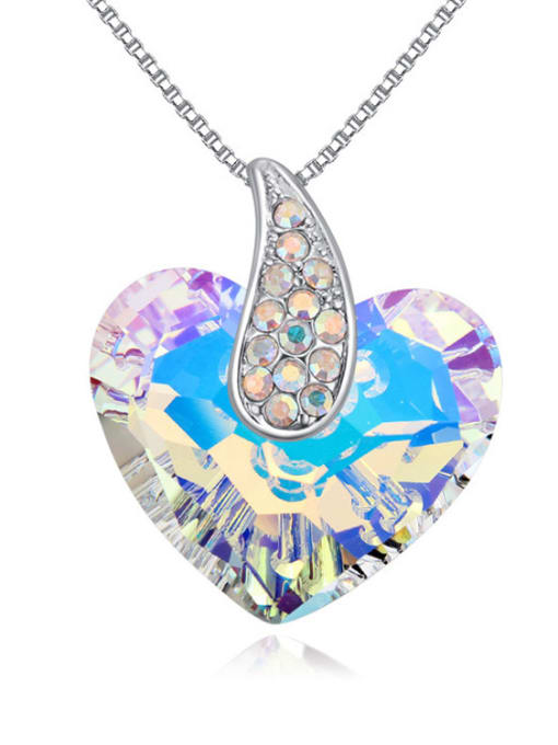 QIANZI Simple Heart austrian Crystal Alloy Necklace 2