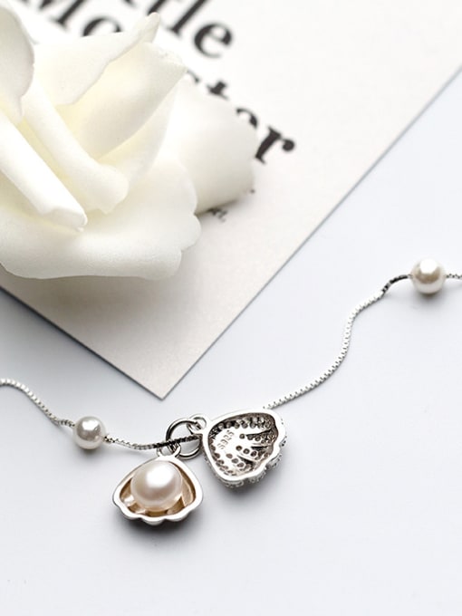 Rosh Sterling silver vintage synthetic pearl shell-shape necklace 0
