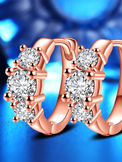 Rose Gold Fashion Geometric Noble AAA Zircons Fashion Women Clip Earrings
