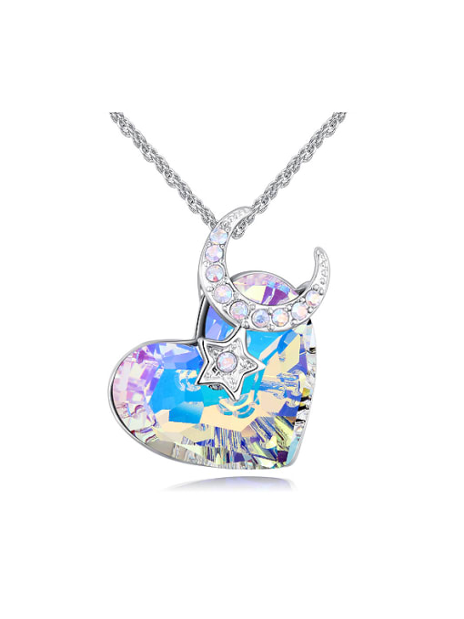 QIANZI Fashion Shiny Heart austrian Crystal Alloy Necklace 0