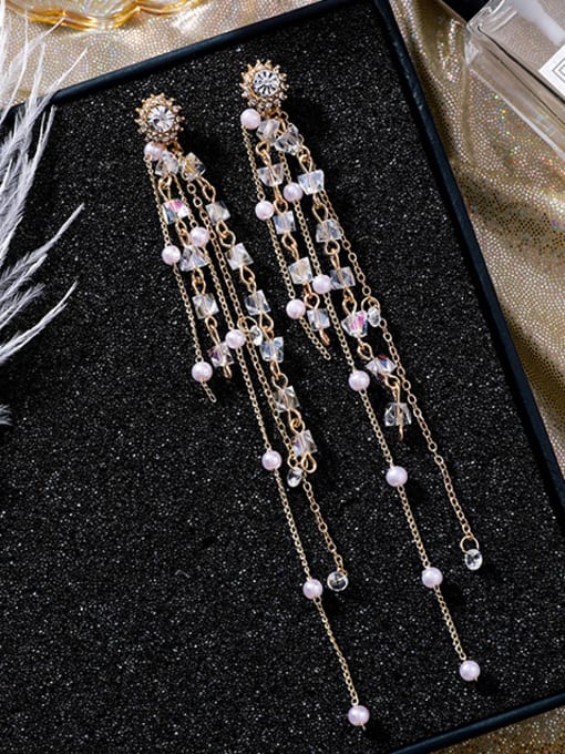 Girlhood Alloy With Gold Plated Long section multi-layer tassel Charm Drop Earrings 1