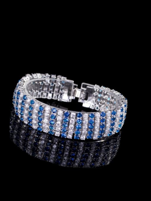 Blue 18Cm Color Zircons Five Lines Exaggerate Bracelet