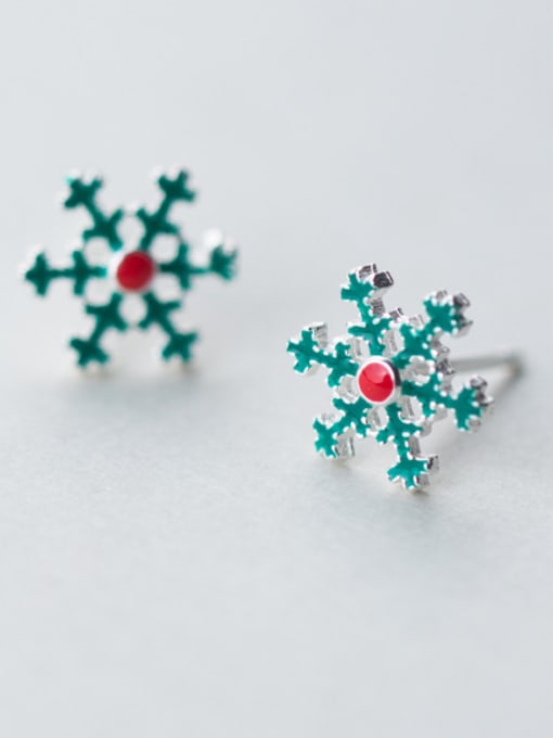 Rosh 925 Sterling Silver With Platinum Plated Cute Snowflake Stud Earrings 0