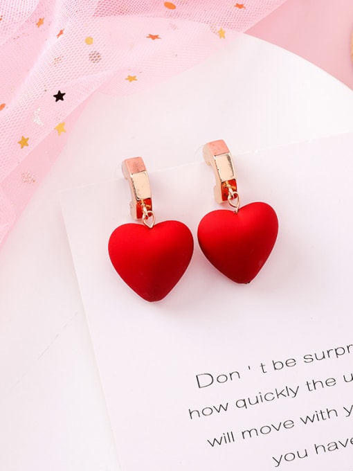 A short paragraph Alloy With Rose Gold Plated Simplistic Plush Heart Drop Earrings