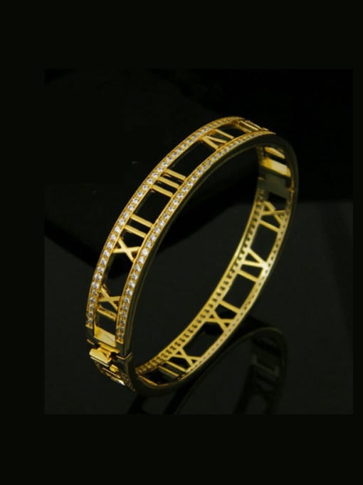 My Model 2018 Classical Hollow Gold Plated Titanium Bangle 0