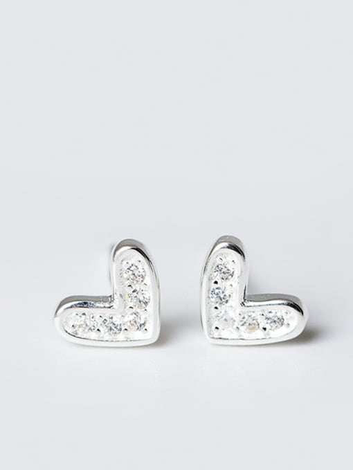 SILVER MI S925 Silver Love-shape stud Earring 0