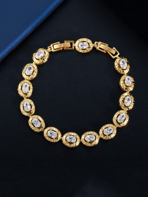 L.WIN Copper With Gold Plated Delicate Oval Cubic Zirconia  Bracelets