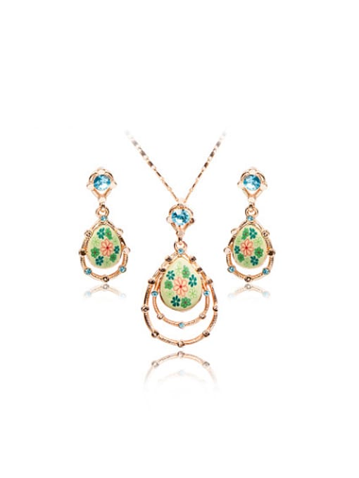 Rose Gold Fresh Water Drop Shaped Polymer Clay Two Pieces Jewelry Set