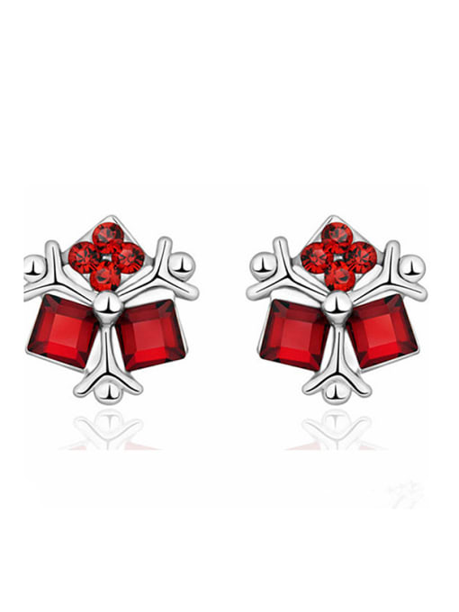 CEIDAI Personalized Little Red austrian Crystals 925 Silver Stud Earrings