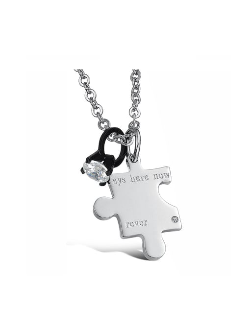 Black Fashion Puzzle Rhinestones Titanium Lovers Necklace