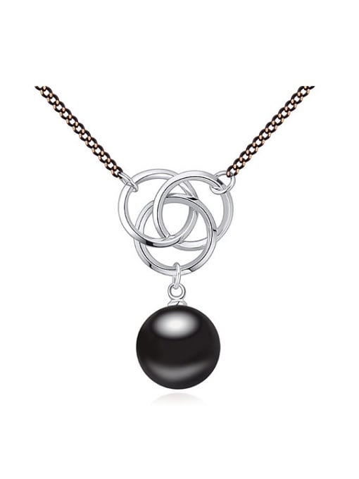 QIANZI Fashion Double Color Plated Imitation Pearl Alloy Necklace