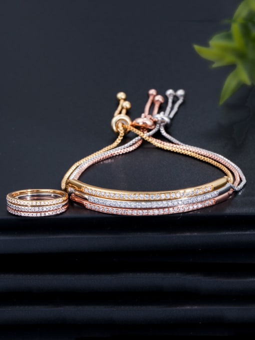 L.WIN Copper With Cubic Zirconia Simplistic Fringe Free size Bracelets 0