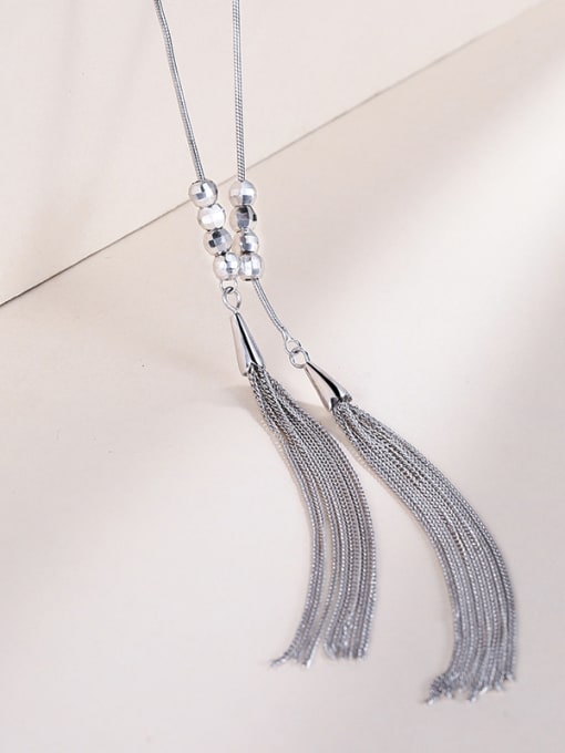 One Silver S925 Silver Sweater Necklace 0