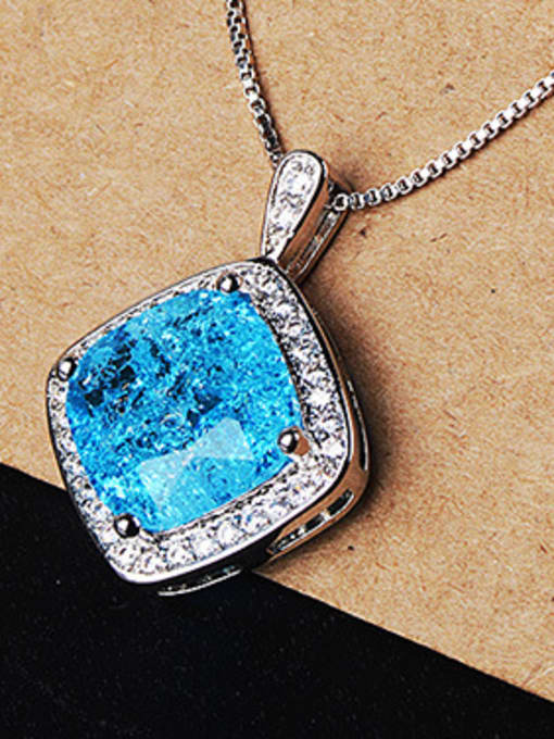 blue Necklace Copper With Glass stone Simplistic Geometric 2 Piece Jewelry Set