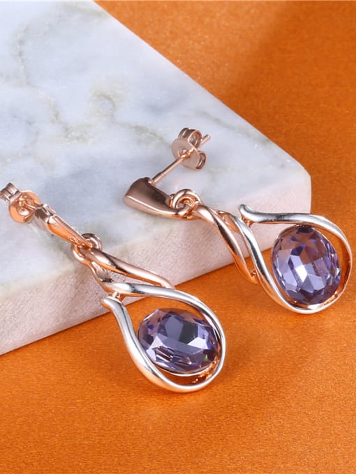 Ronaldo Charming Geometric Shaped Purple Zircon Earrings 1