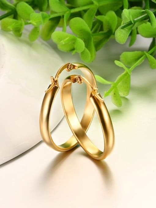 golden Fashionable Geometric Shaped Gold Plated Titanium Drop Earrings