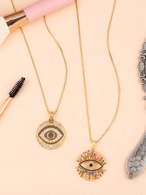 CC Copper With Cubic Zirconia Fashion Evil Eye Necklaces 3
