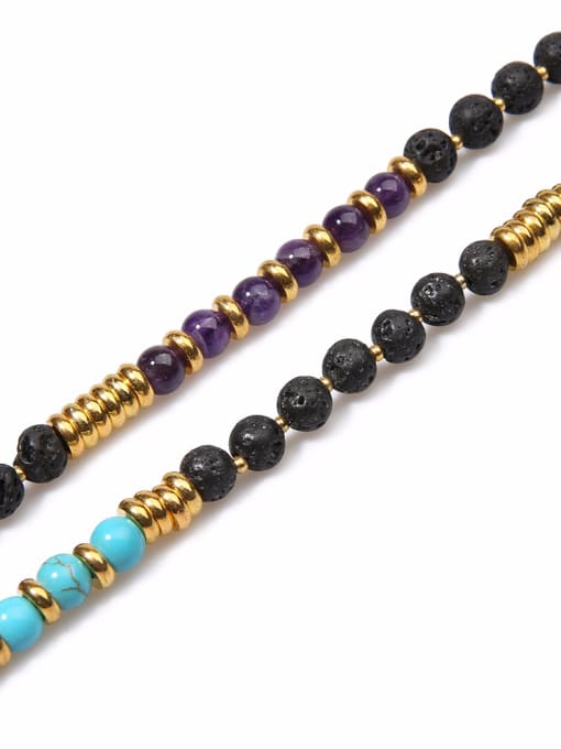handmade Natural Volcano Stone Pendant Beads Necklace 3