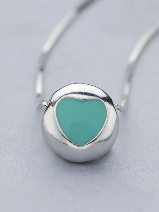 One Silver Green Heart Necklace 3