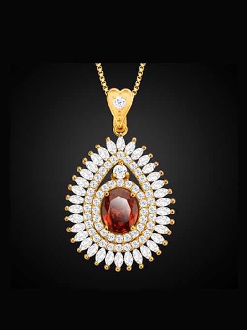 red Fashion Zircon Water Drop shaped Necklace