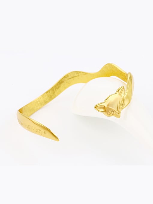 XP Copper Alloy 24K Gold Plated Trendy style Fox Wave-shaped Opening Bangle 2