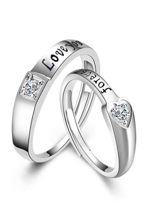 Eternal love opens its mouth to the 925 Sterling Silver With Cubic Zirconia Simplistic  loves  Band Rings
