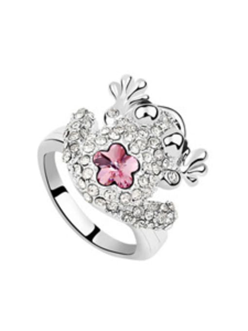 pink Personalized austrian Crystals-covered Toad Alloy Ring