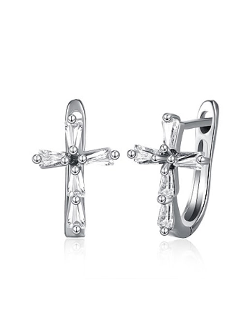 platinum Fashion Little Cross Zircon Earrings