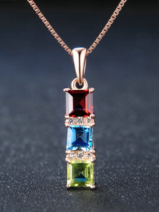 ZK Colorful Natural Stones S925 Silver Pendant 2