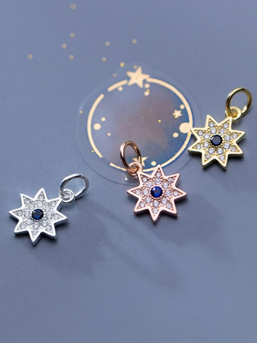 FAN 925 Sterling Silver With Cubic Zirconia Personality Anise Star  Pendants 3